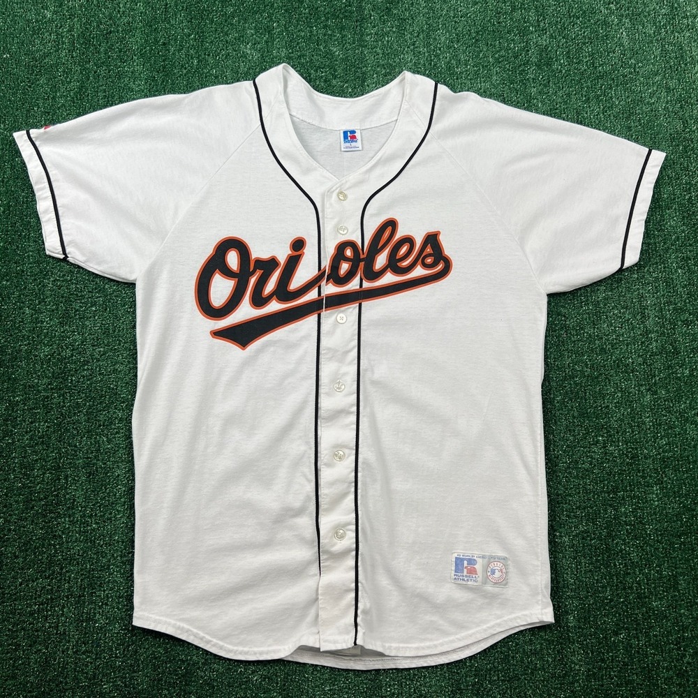 VTG Russell Athletic‎ Baltimore Orioles MLB Jersey 50/50 Men's Large White 90s